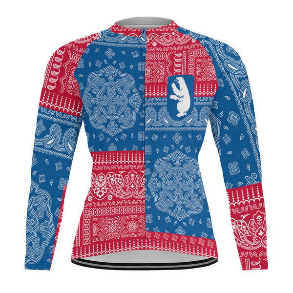 Greenland Raglan Men Cycling Jersey Long Sleeve Flag And Paisley Basic Style 1