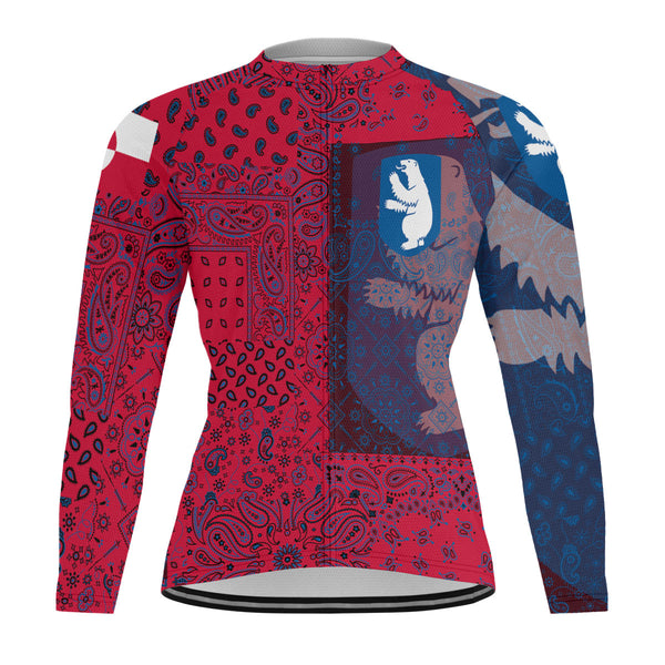 Greenland Raglan Men Cycling Jersey Long Sleeve Paisley Flag And Skull Style 1