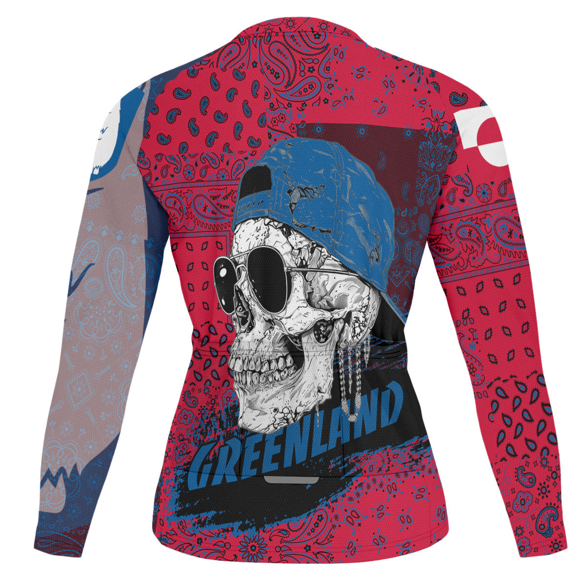 Greenland Raglan Men Cycling Jersey Long Sleeve Paisley Flag And Skull Style 2