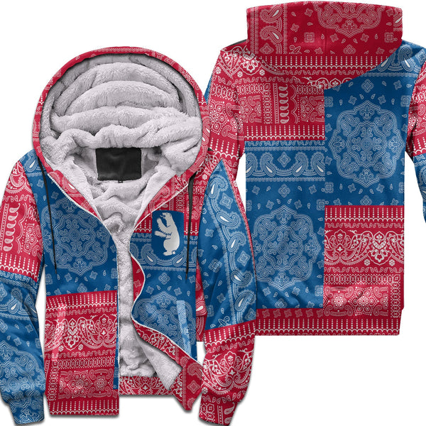 Greenland Sherpa Hoodie Flag And Paisley Basic Style 1