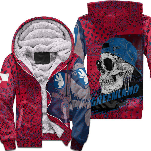 Greenland Sherpa Hoodie Paisley Flag And Skull Style 1