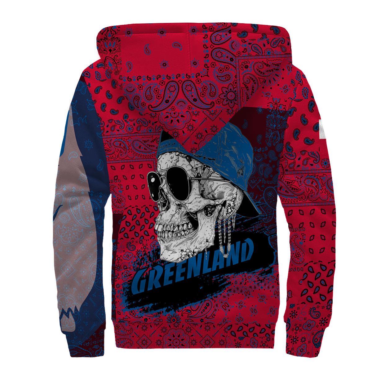 Greenland Sherpa Hoodie Paisley Flag And Skull Style 2