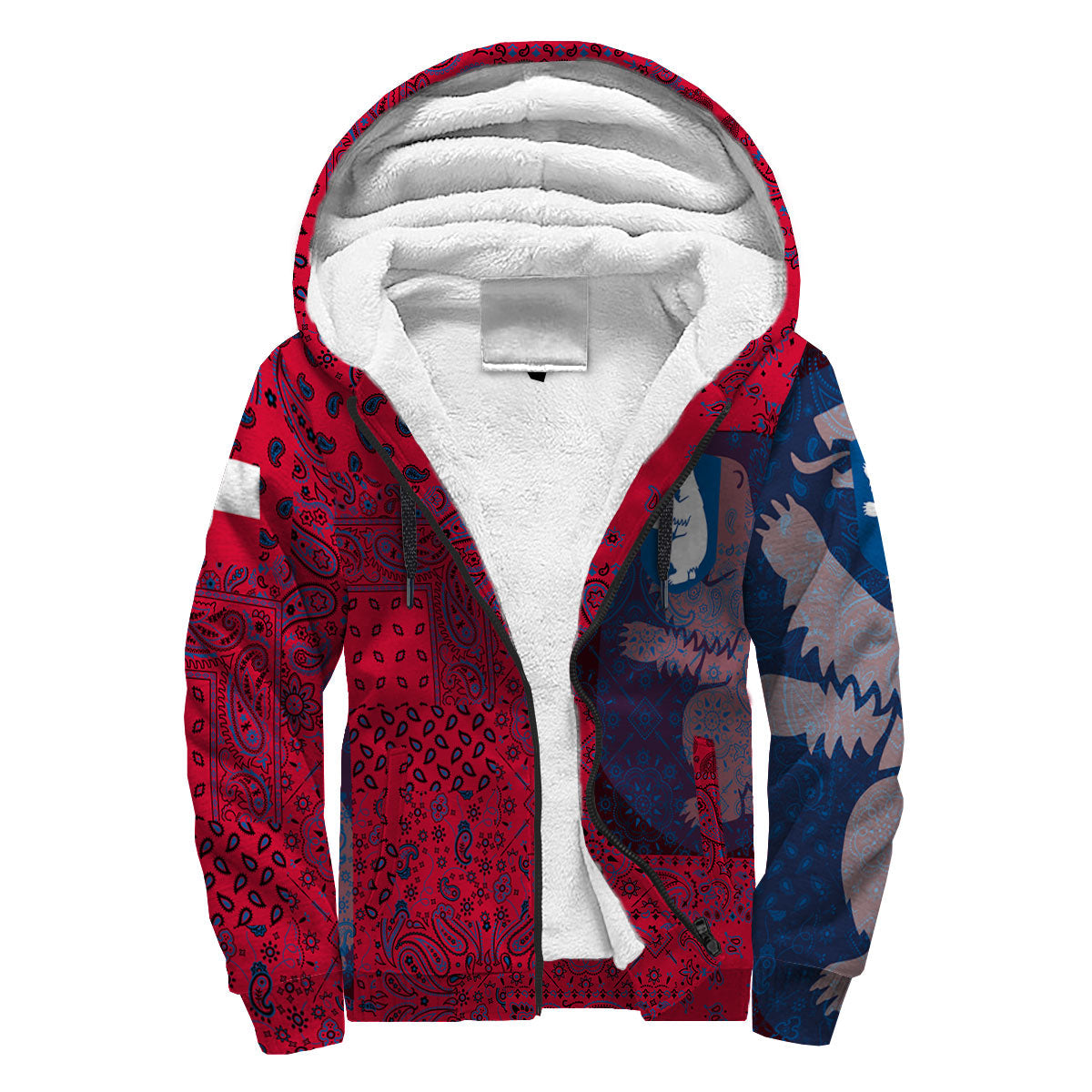 Greenland Sherpa Hoodie Paisley Flag And Skull Style 3