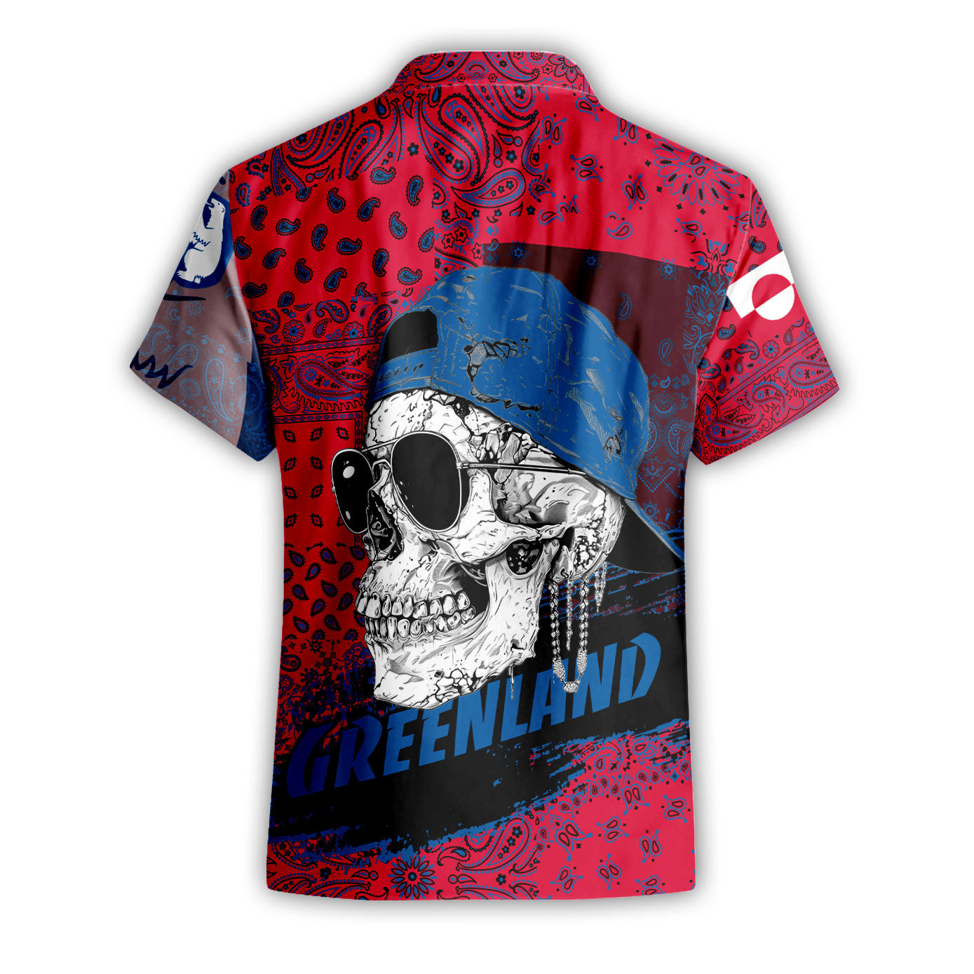 Greenland Short Sleeve Shirt Paisley Flag And Skull Style 2