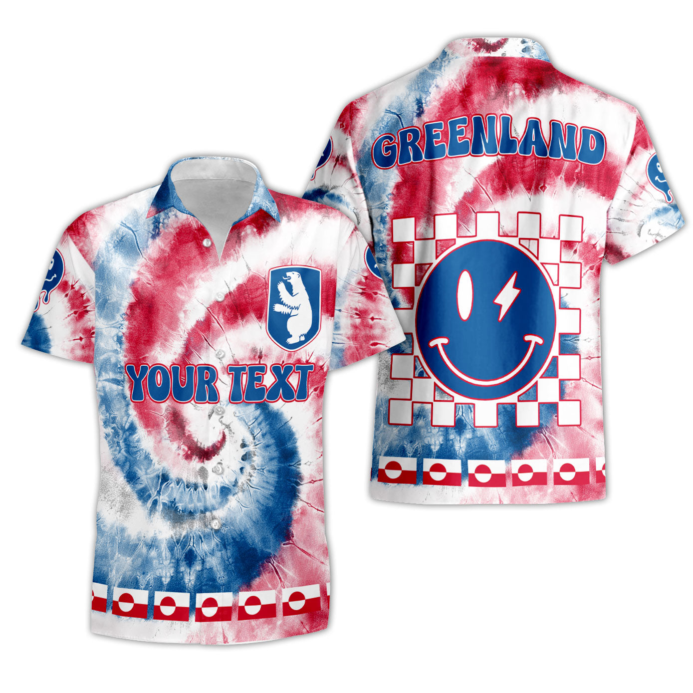 Greenland Short Sleeve Shirt Custom Tie Dye Style 3