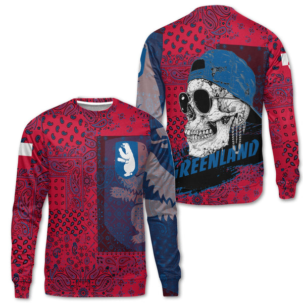 Greenland Sweatshirt Paisley Flag And Skull Style 1