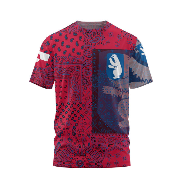 Greenland T Shirt Paisley Flag And Skull Style 1