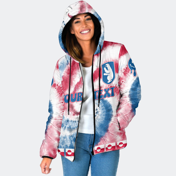 Greenland Women Hooded Padded Jacket Custom Tie Dye Style 1