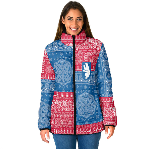 Greenland Women Padded Jacket Flag And Paisley Basic Style 1