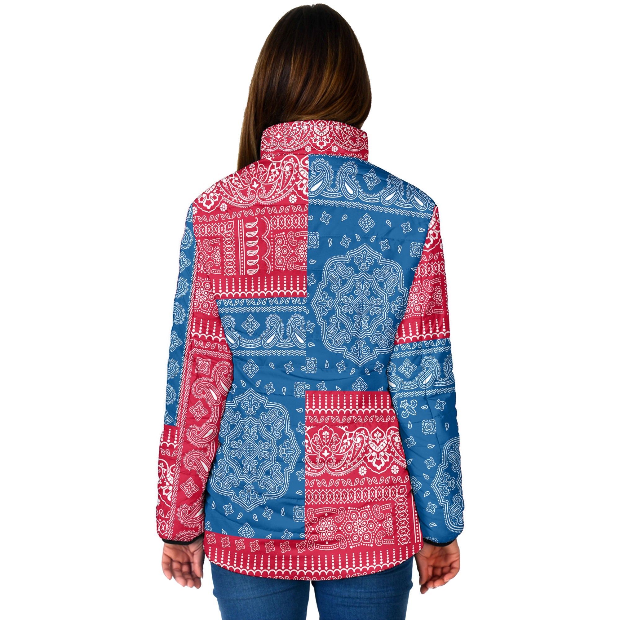 Greenland Women Padded Jacket Flag And Paisley Basic Style 2