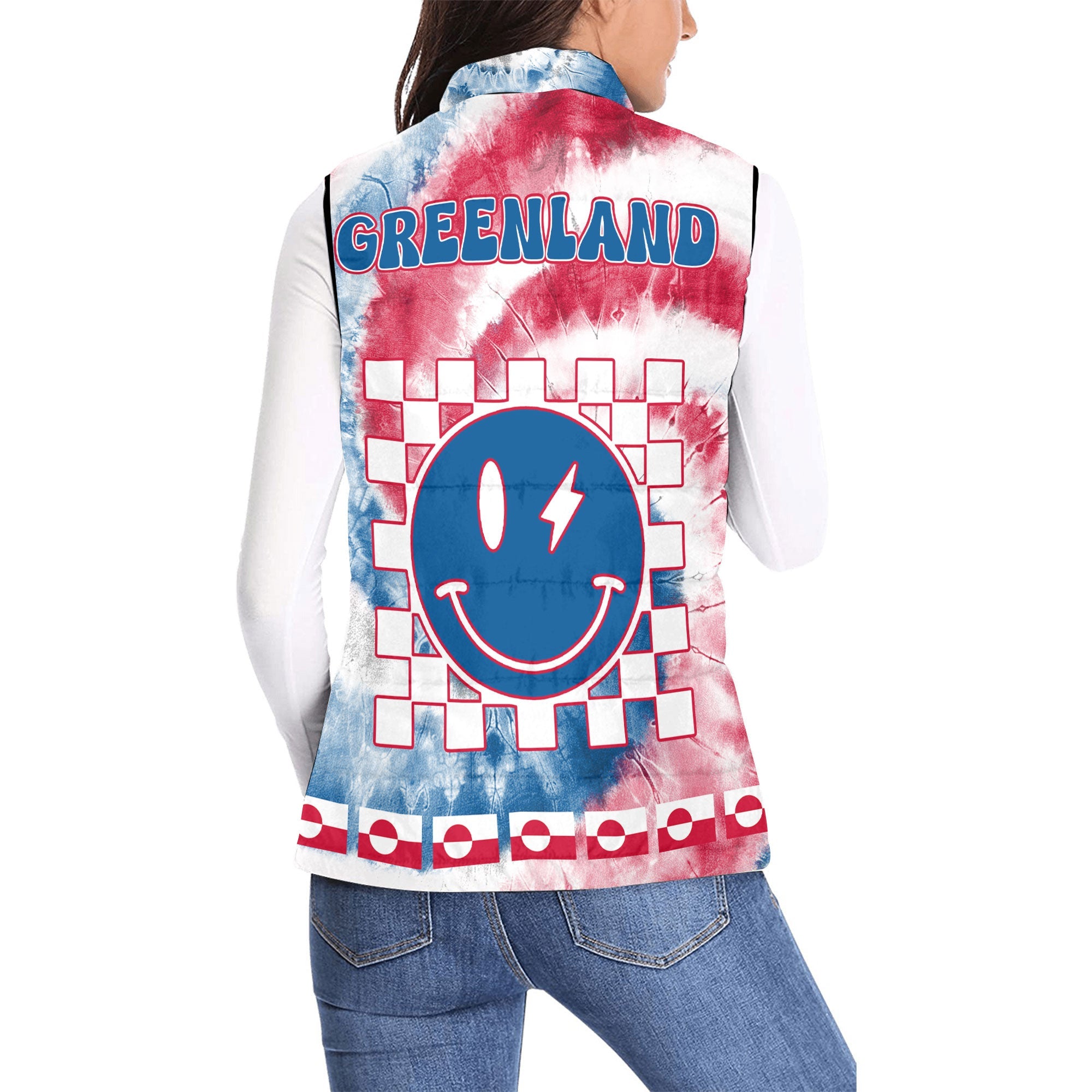 Greenland Women Padded Jacket Vest Custom Tie Dye Style 2