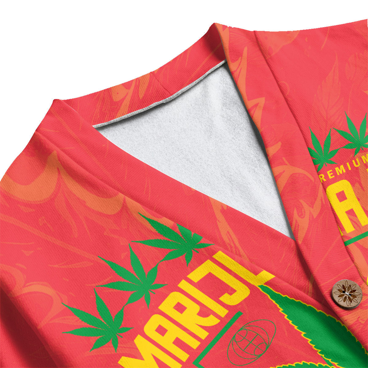 Grenada Fleece Cardigan Flag & Coat Of Arms Marijuanas Style