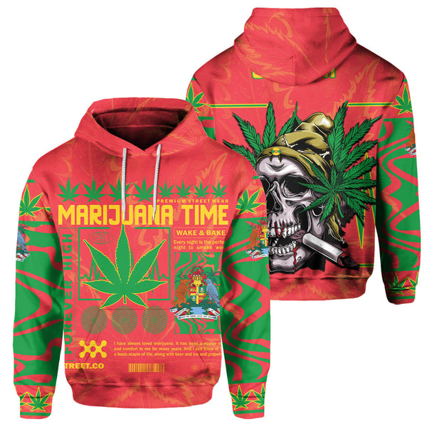 Grenada Hoodie Flag & Coat Of Arms Marijuanas Style