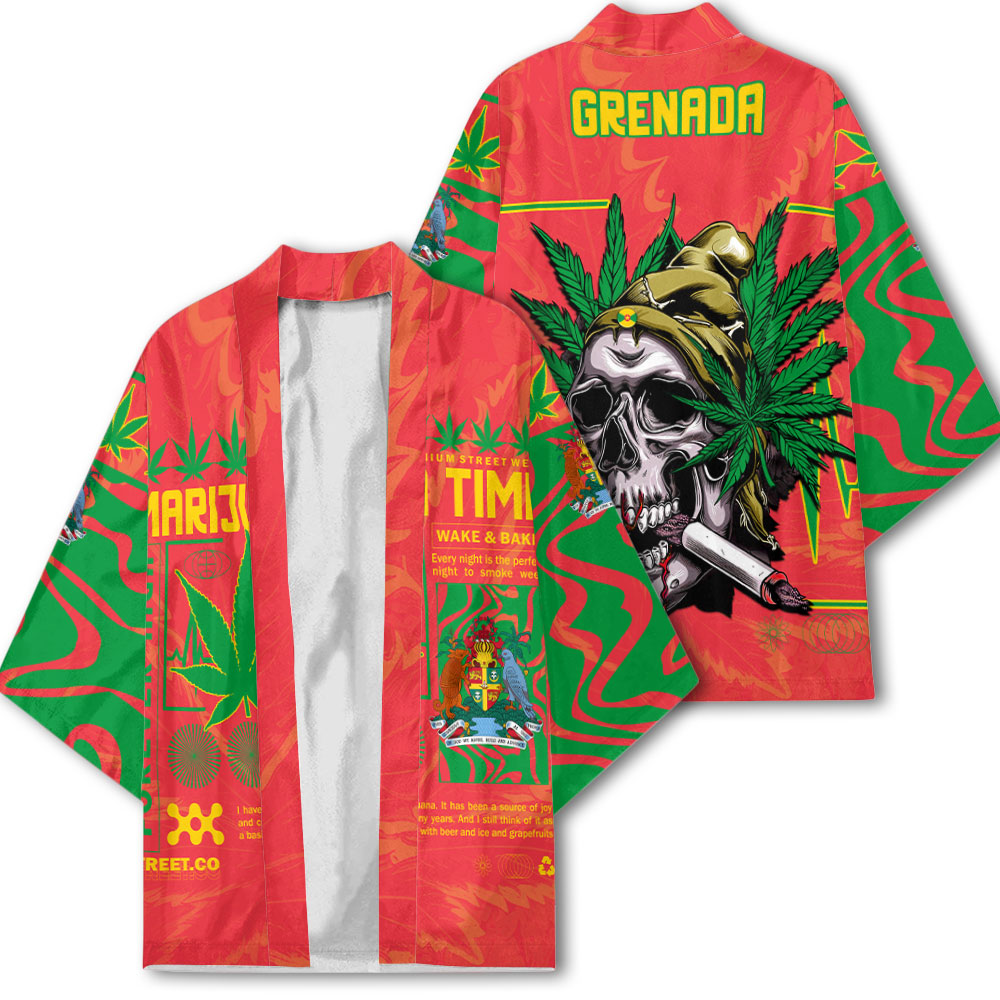 Grenada Kimono Flag & Coat Of Arms Marijuanas Style