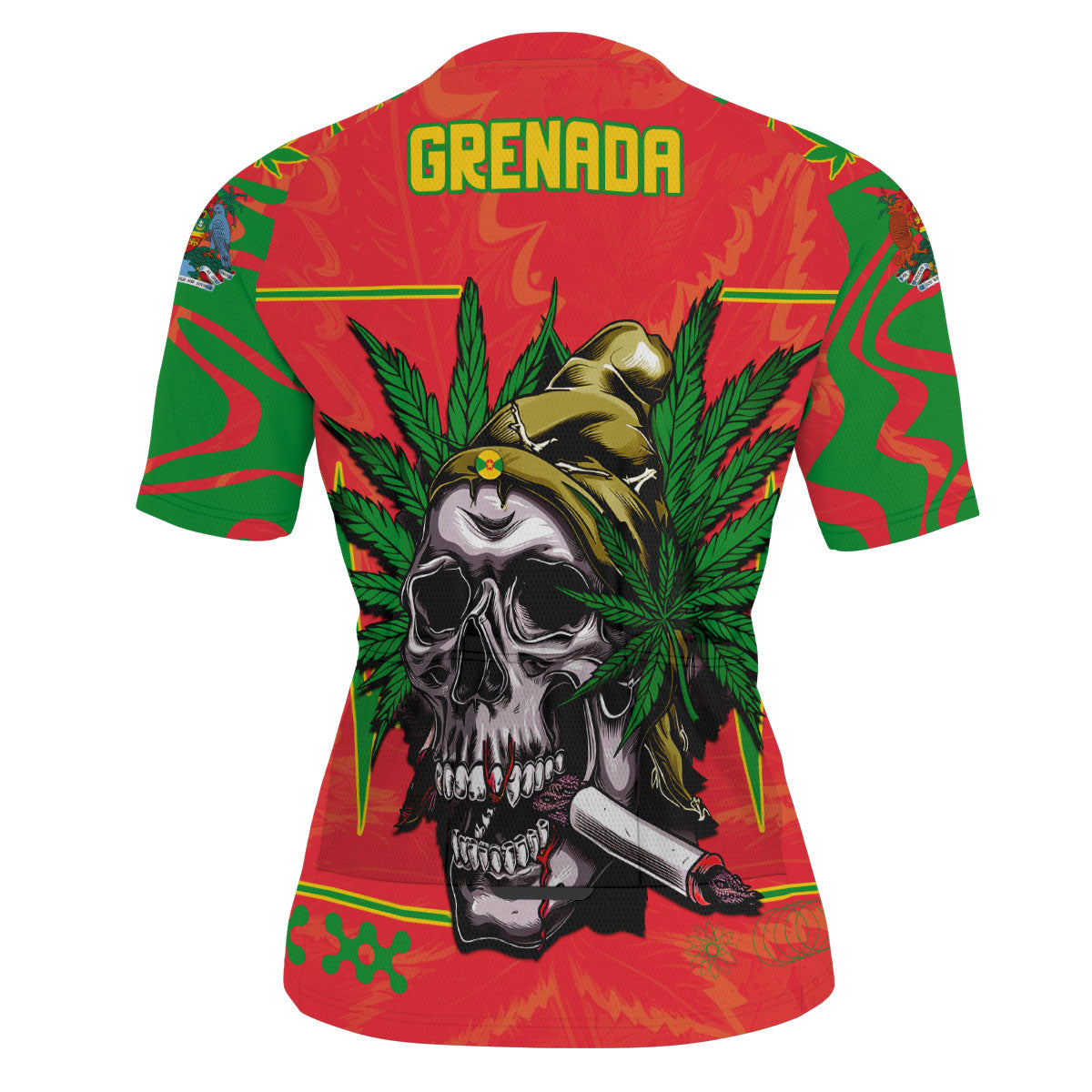 Grenada Men's Cycling Jersey Flag & Coat Of Arms Marijuanas Style