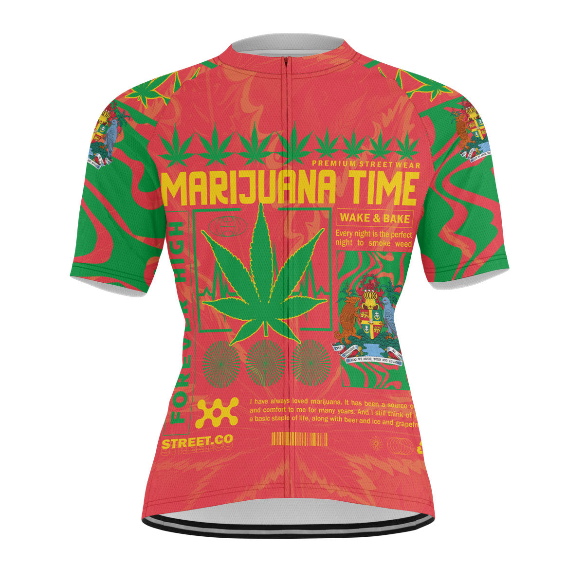 Grenada Men's Cycling Jersey Flag & Coat Of Arms Marijuanas Style