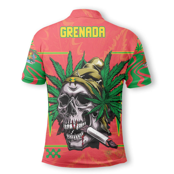 Grenada Polo Shirt Flag & Coat Of Arms Marijuanas Style