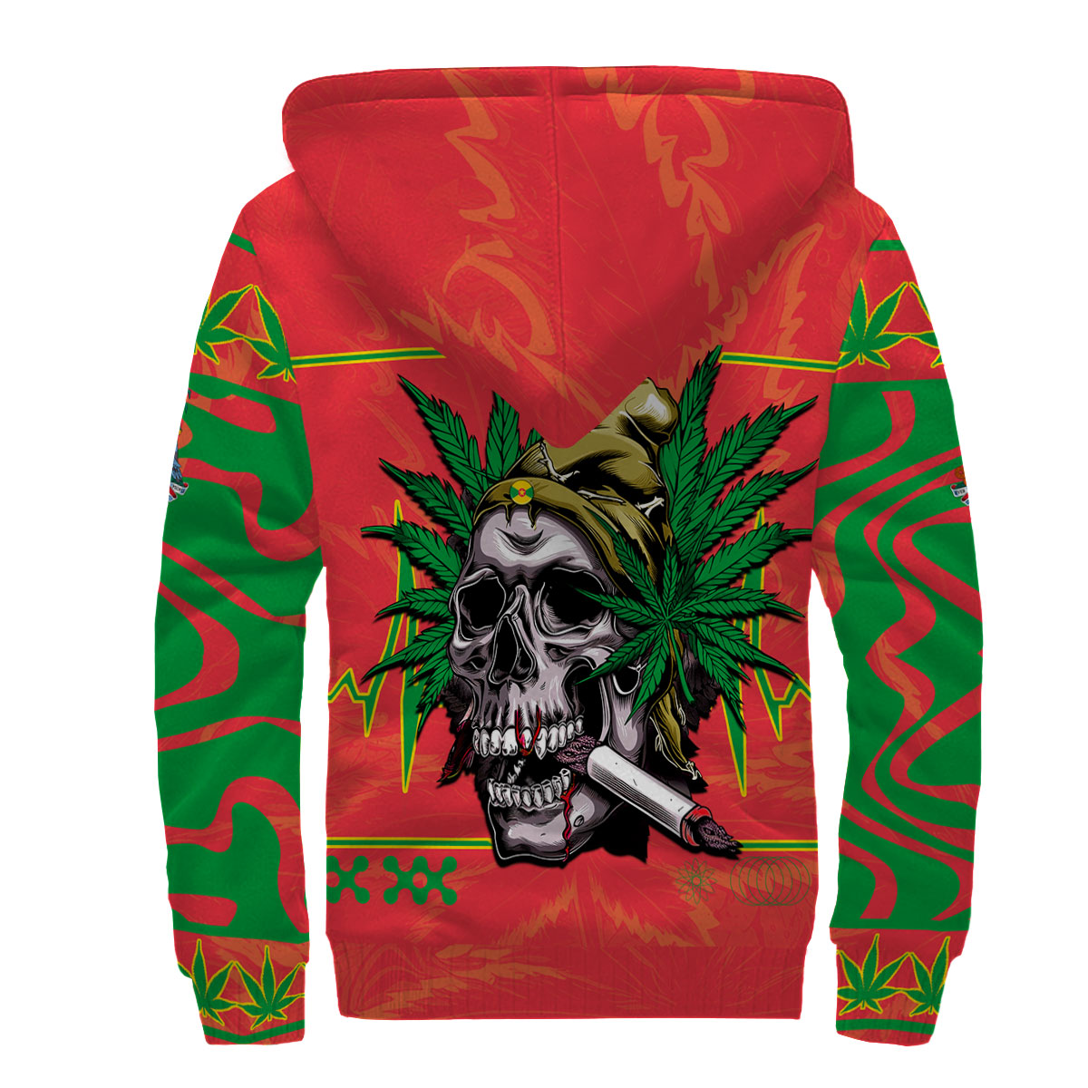 Grenada Sherpa Hoodie Flag & Coat Of Arms Marijuanas Style