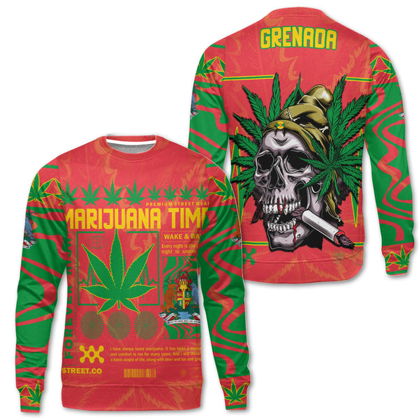 Grenada Sweatshirt Flag & Coat Of Arms Marijuanas Style