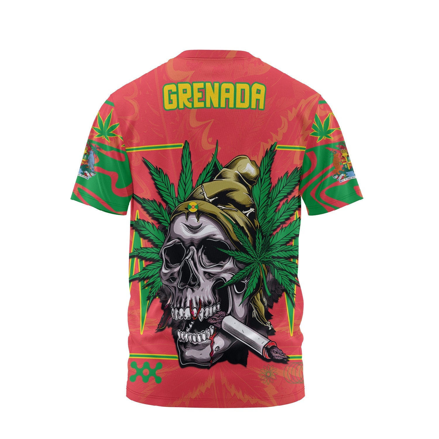 Grenada T Shirt Flag & Coat Of Arms Marijuanas Style