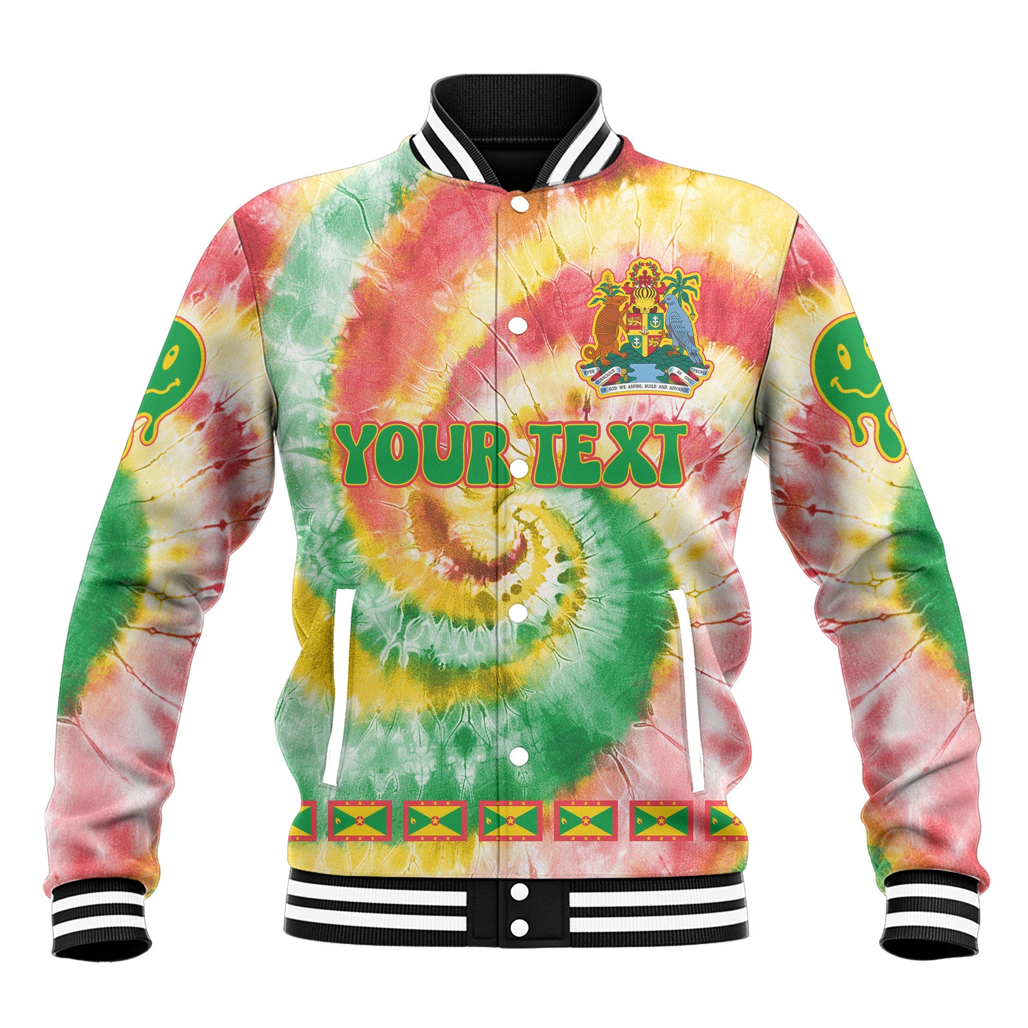 Grenada Baseball Jacket Custom Tie Dye Style 2