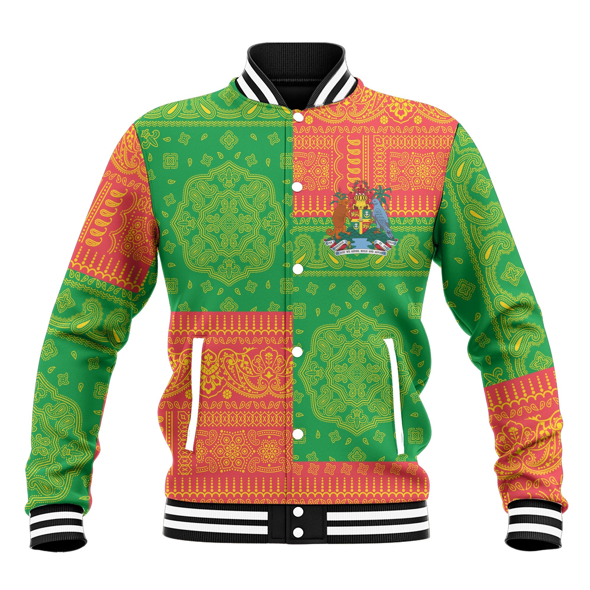 Grenada Baseball Jacket Flag And Paisley Basic Style 2