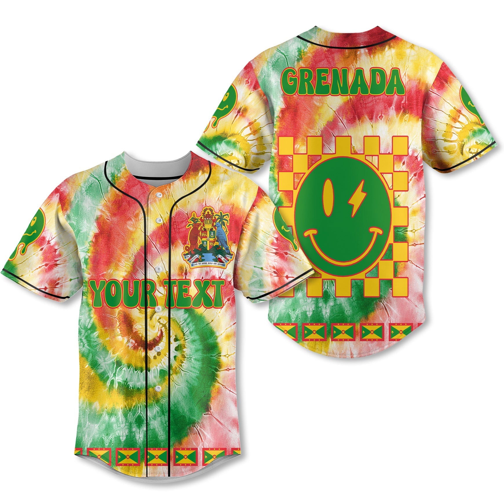 Grenada Baseball Jersey Custom Tie Dye Style 1