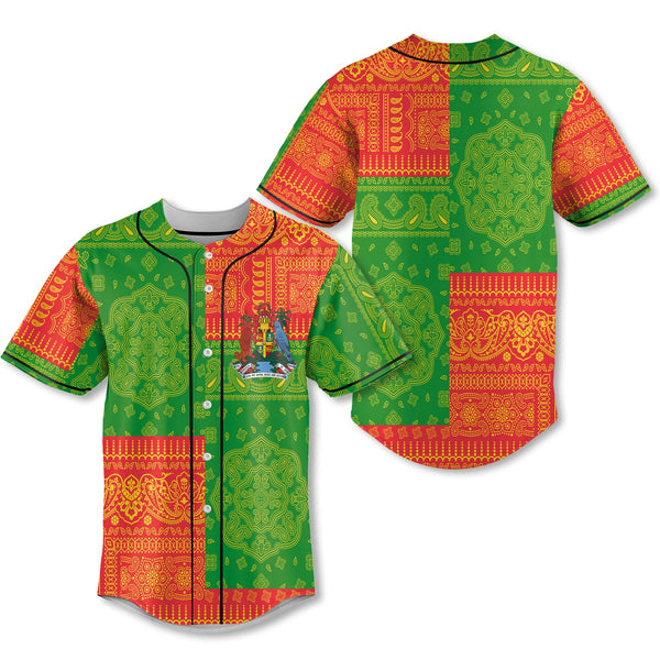 Grenada Baseball Jersey Flag And Paisley Basic Style 1