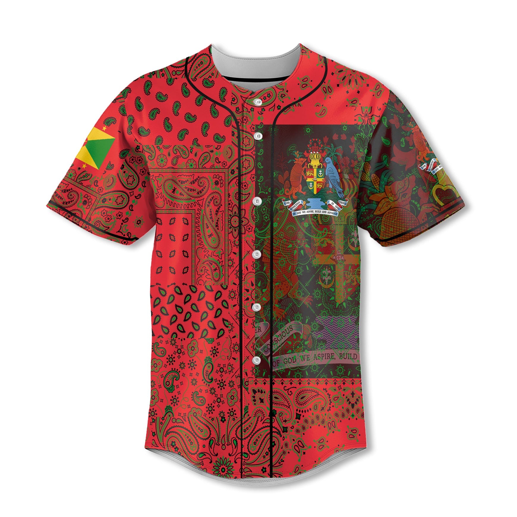 Grenada Baseball Jersey Paisley Flag And Skull Style 2