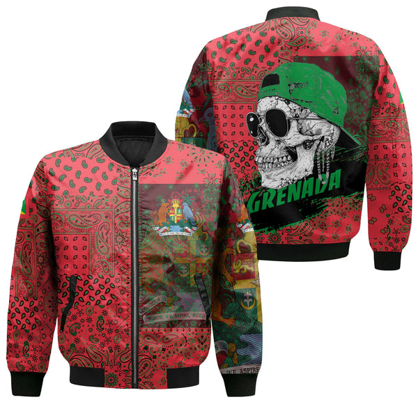 Grenada Bomber Jacket Paisley Flag And Skull Style 1