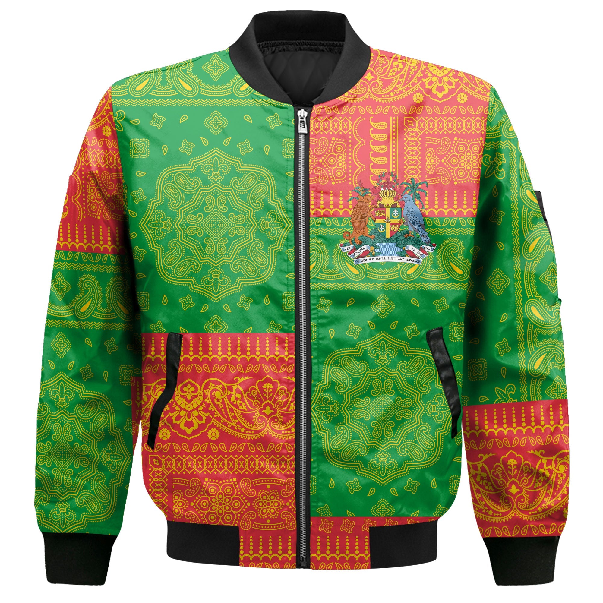 Grenada Bomber Jacket Flag And Paisley Basic Style 2