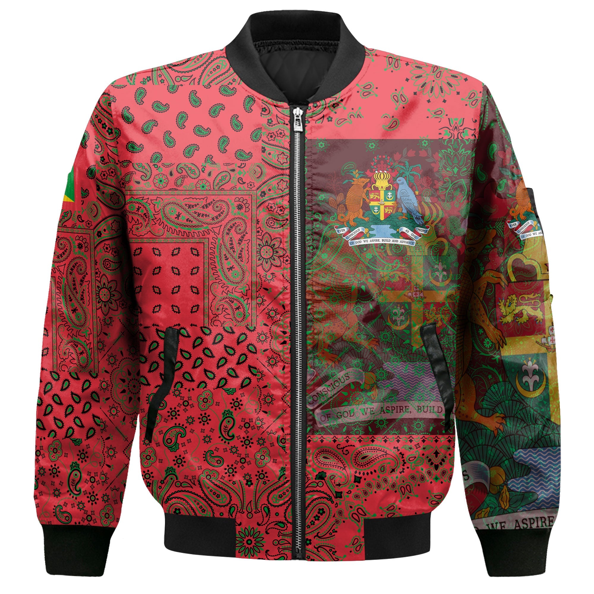 Grenada Bomber Jacket Paisley Flag And Skull Style 2