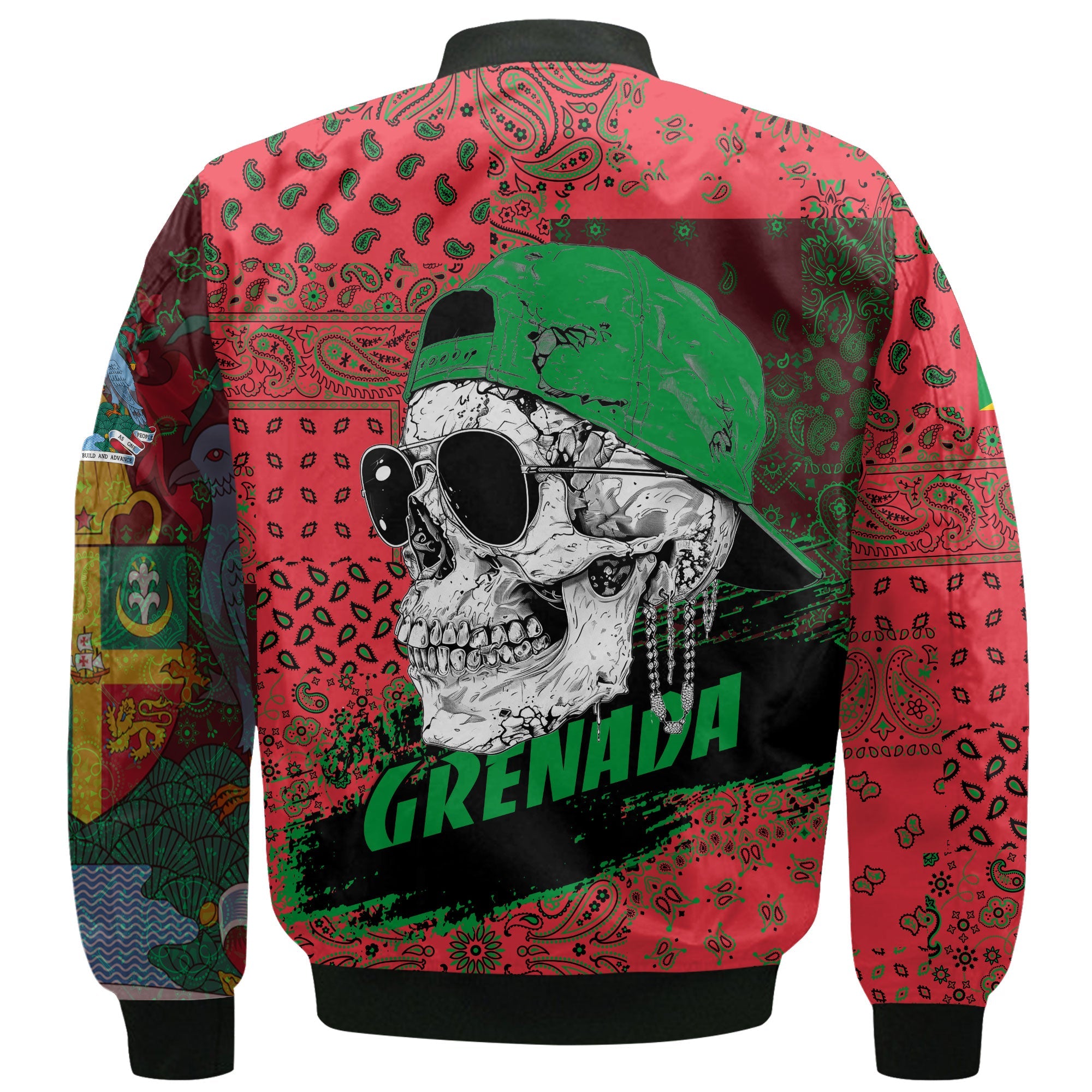 Grenada Bomber Jacket Paisley Flag And Skull Style 3