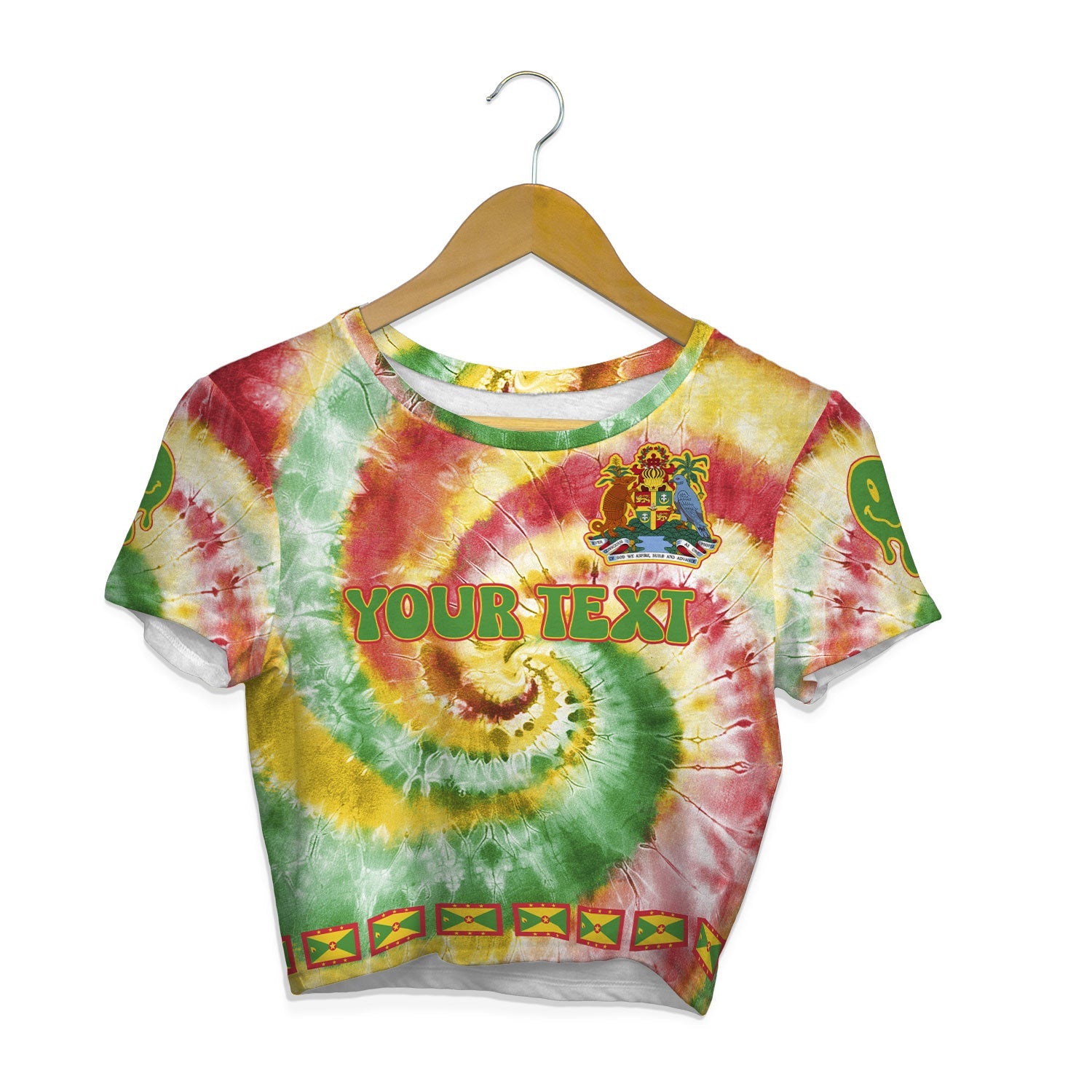 Grenada Croptop T Shirt Custom Tie Dye Style 1