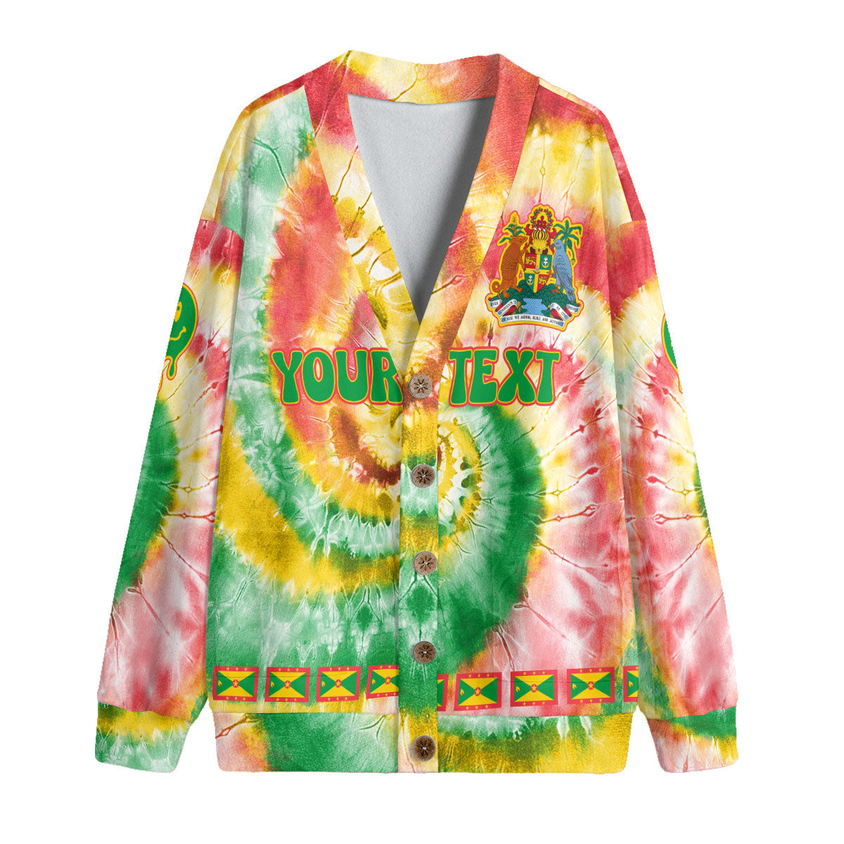 Grenada Fleece Cardigan Custom Tie Dye Style 4