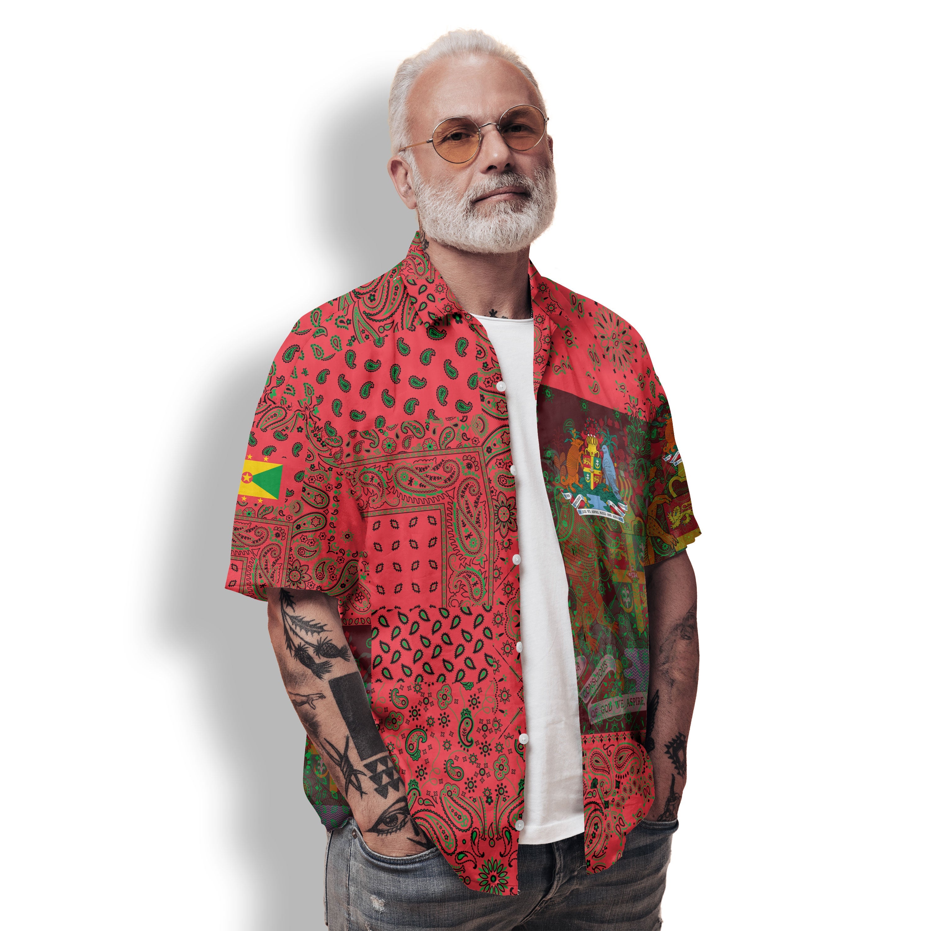 Grenada Hawaiian Shirt Paisley Flag And Skull Style 2