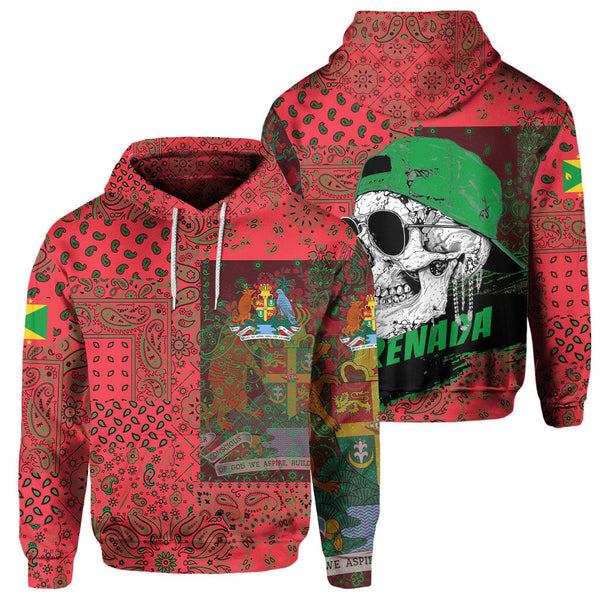 Grenada Hoodie Paisley Flag And Skull Style 1