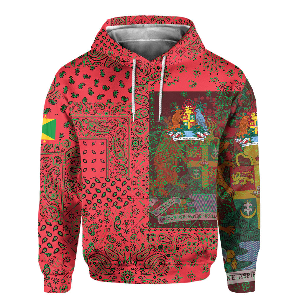 Grenada Hoodie Paisley Flag And Skull Style 2