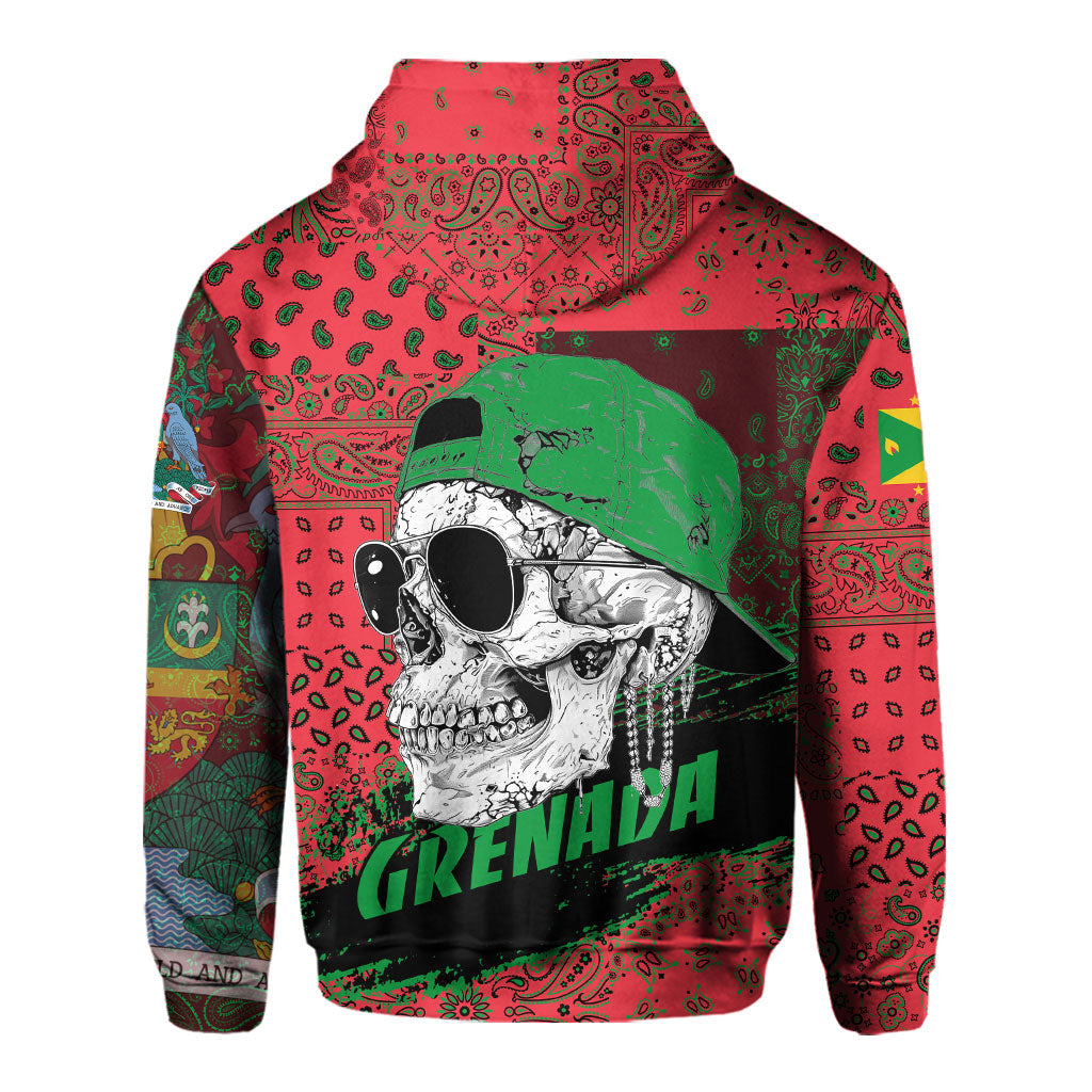 Grenada Hoodie Paisley Flag And Skull Style 3