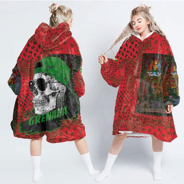 Grenada Hoodie Blanket Paisley Flag And Skull Style 1