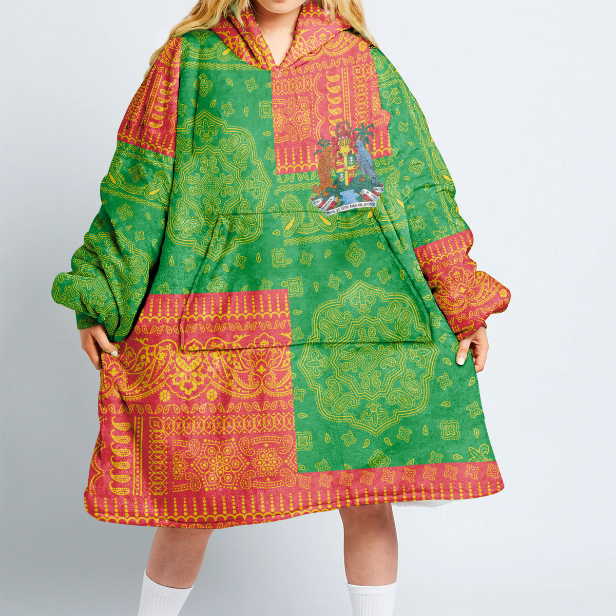 Grenada Hoodie Blanket Flag And Paisley Basic Style 2