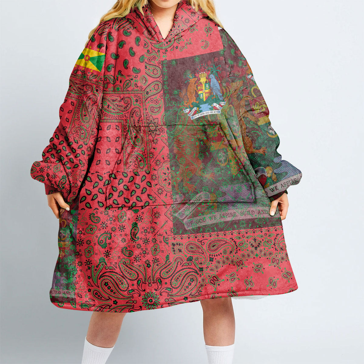 Grenada Hoodie Blanket Paisley Flag And Skull Style 2