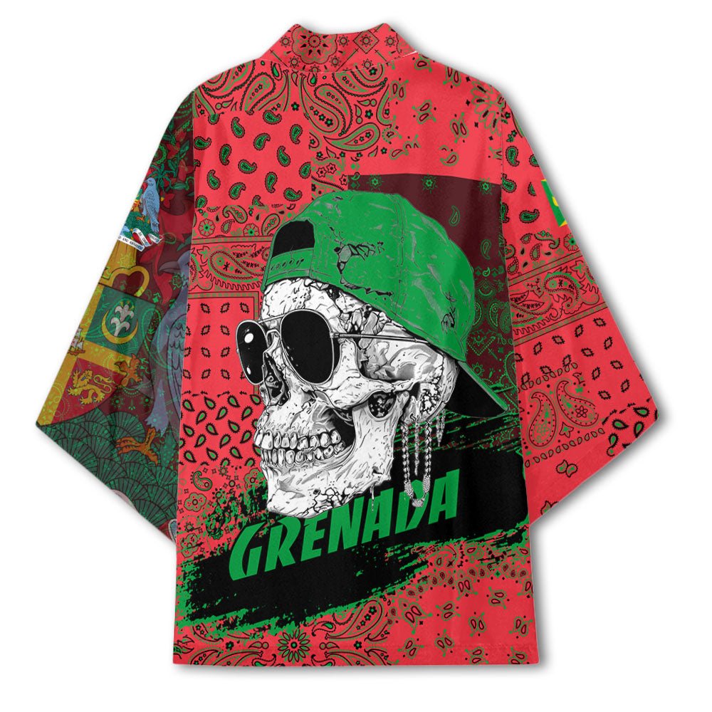 Grenada Kimono Paisley Flag And Skull Style 3