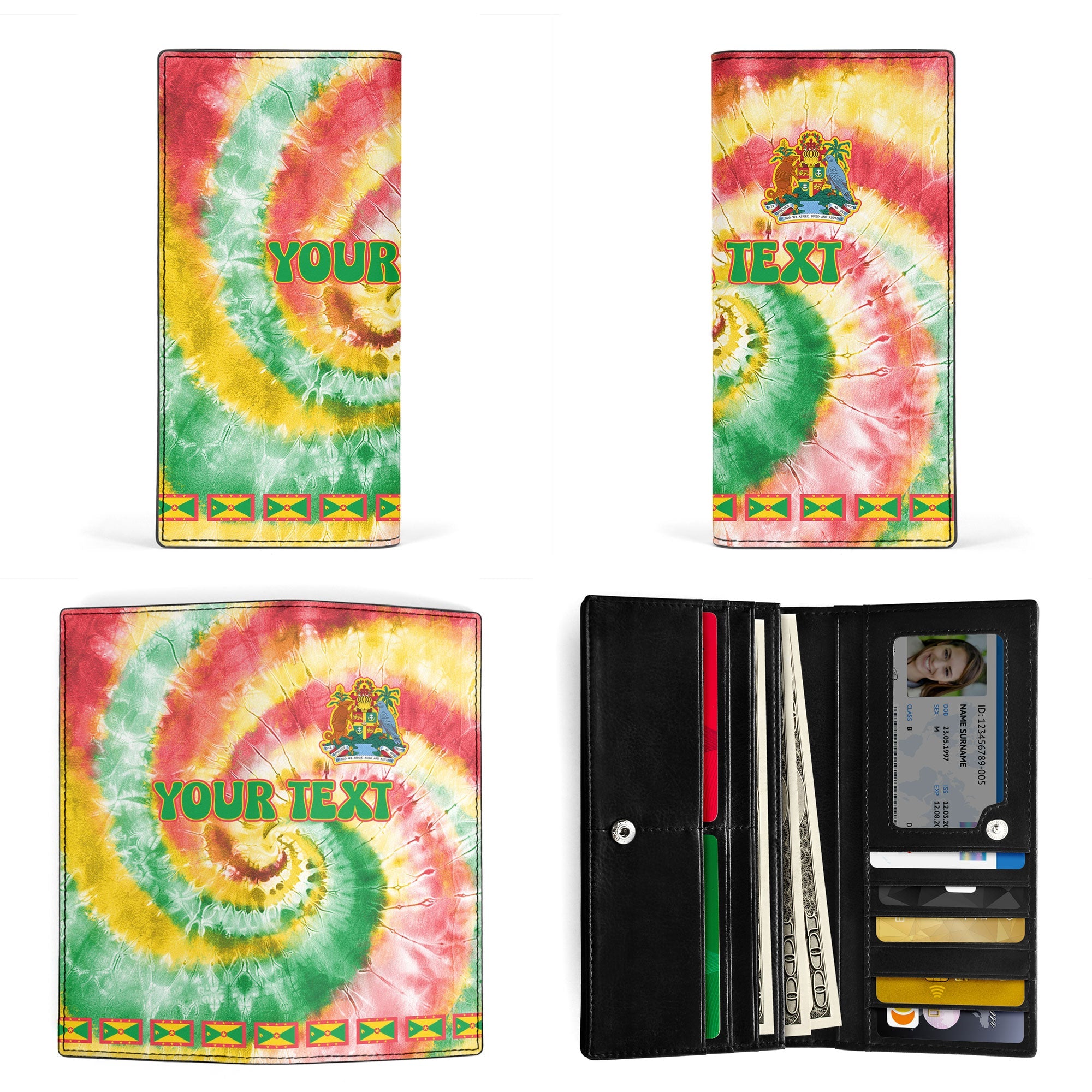 Grenada Leather Wallet Custom Tie Dye Style 3