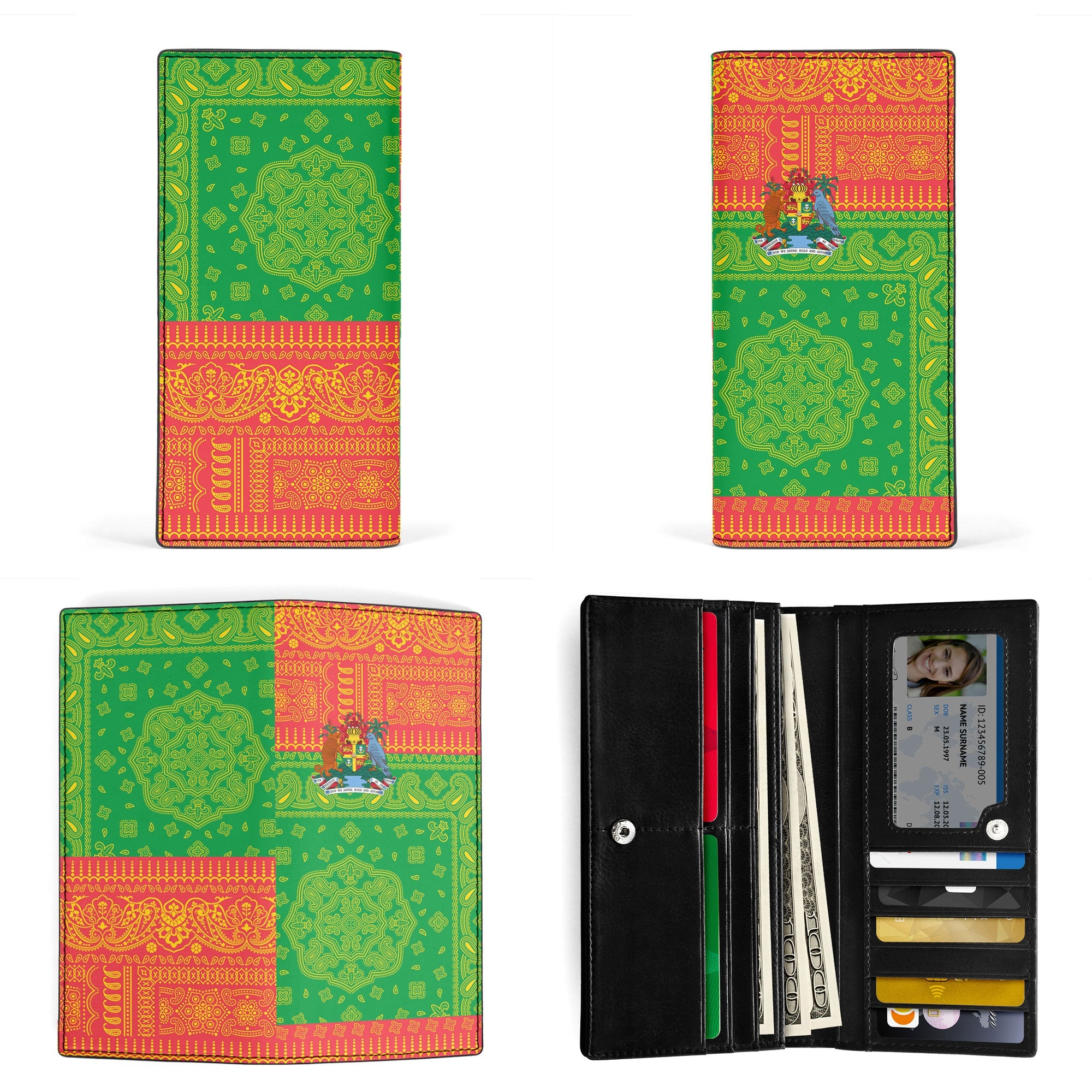 Grenada Leather Wallet Flag And Paisley Basic Style 3