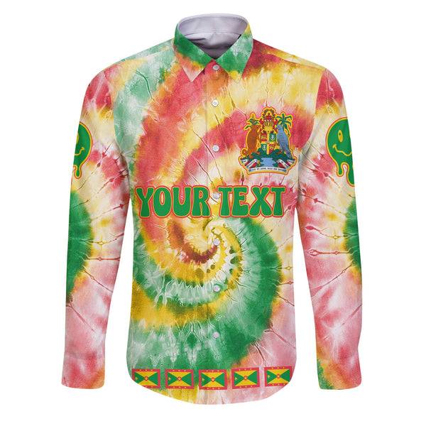 Grenada Long Sleeve Button Shirt Custom Tie Dye Style 1