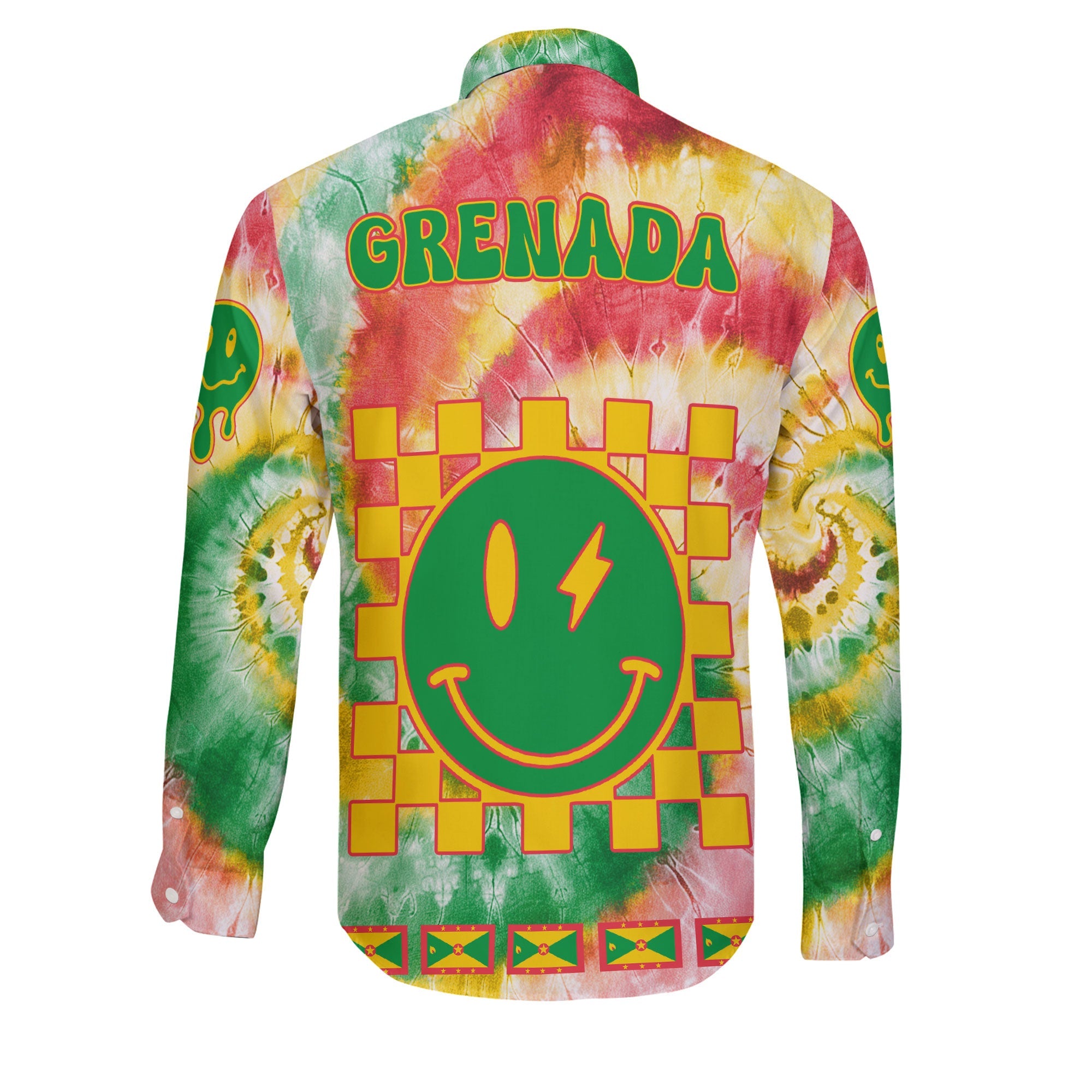 Grenada Long Sleeve Button Shirt Custom Tie Dye Style 2