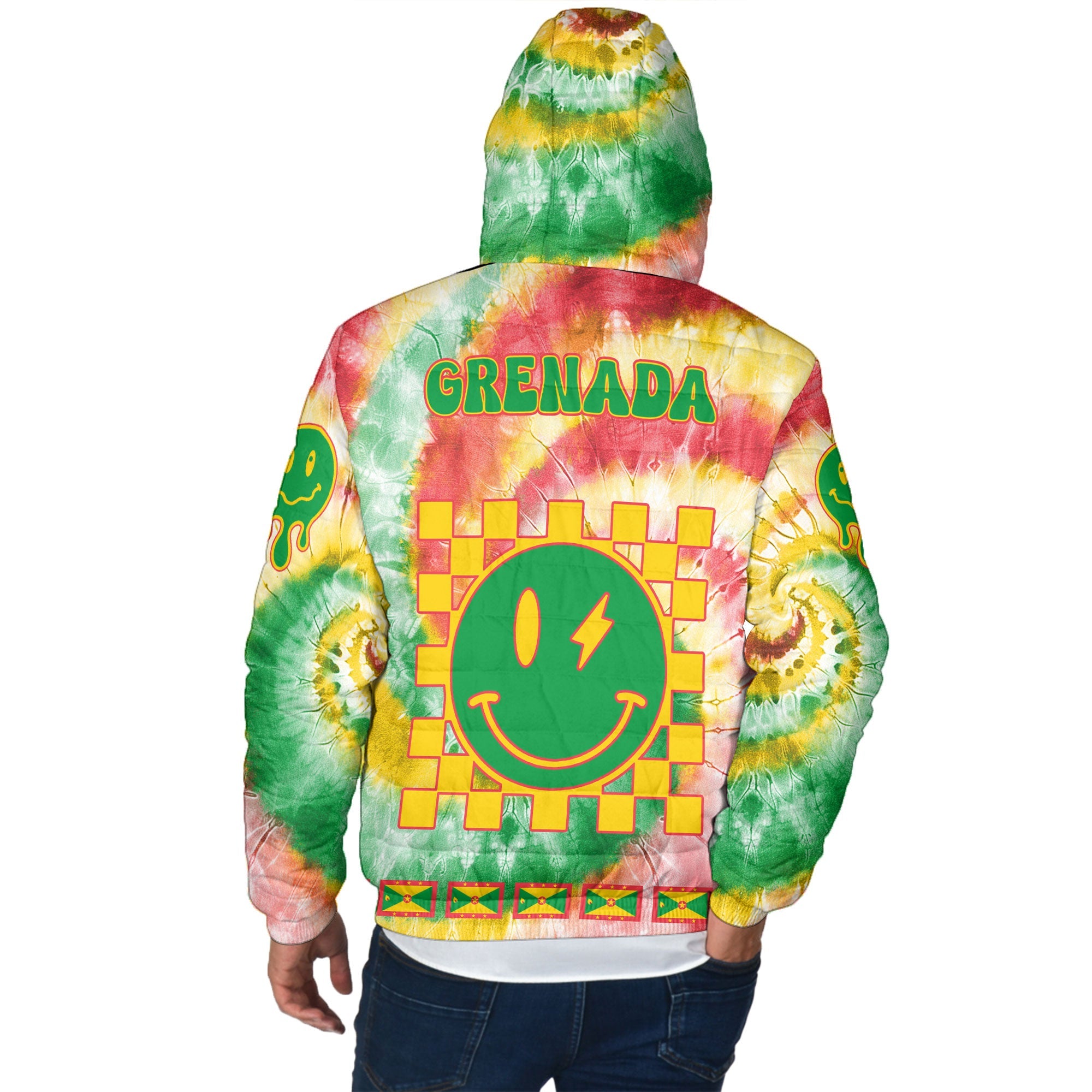 Grenada Men Hooded Padded Jacket Custom Tie Dye Style 3