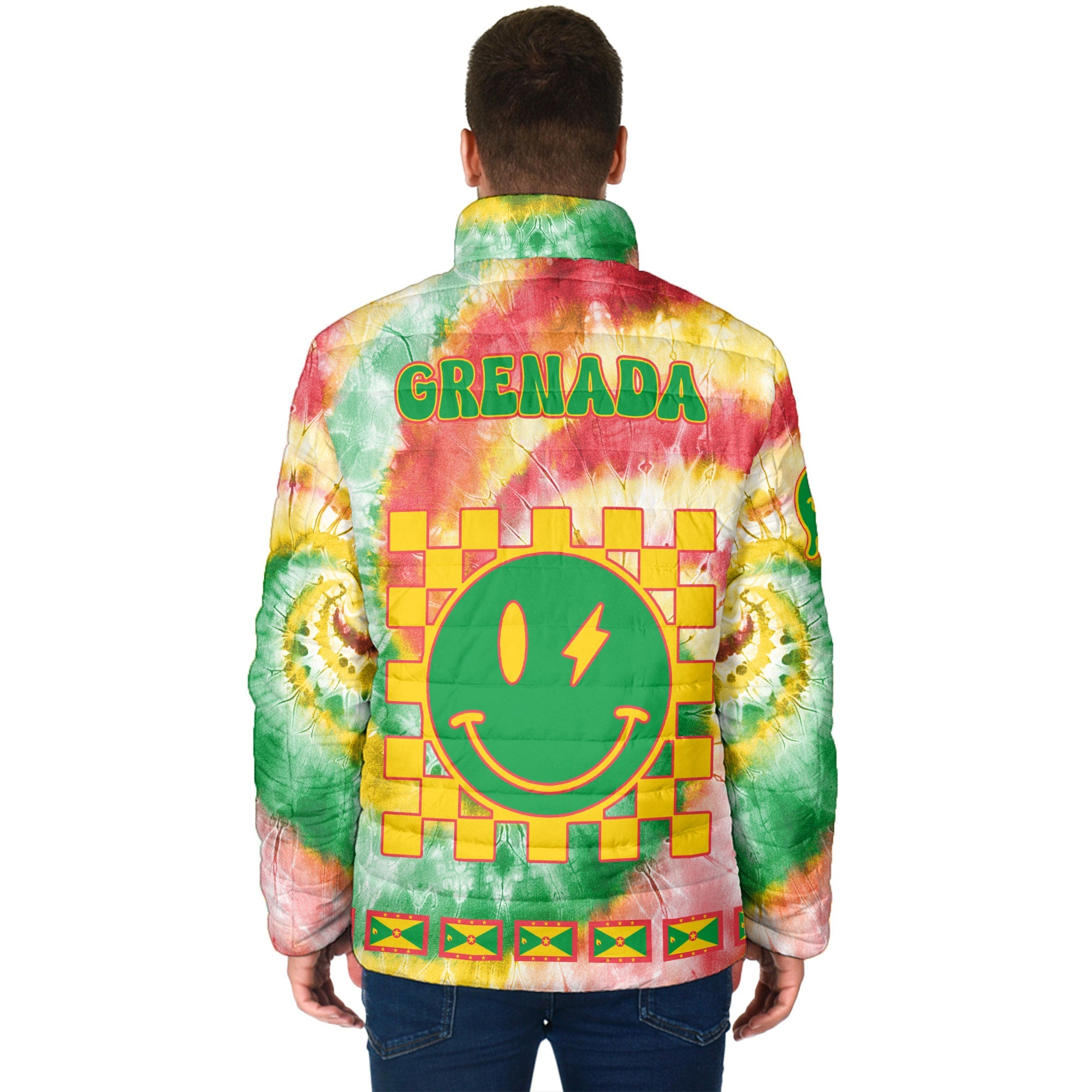 Grenada Men Padded Jacket Custom Tie Dye Style 2