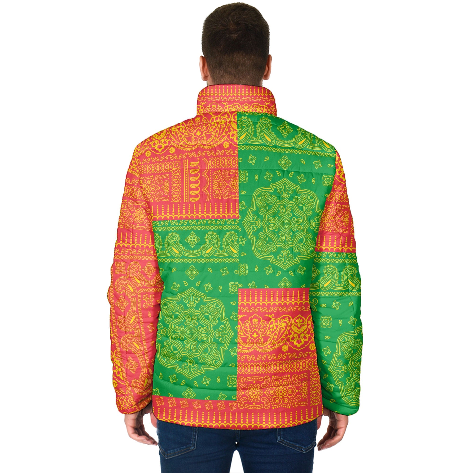 Grenada Men Padded Jacket Flag And Paisley Basic Style 2